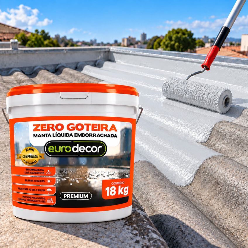 Manta Líquida Emborrachada Impermeabilizante Zero Goteira Gelo 18 Kg Eurodecor - imagem 3