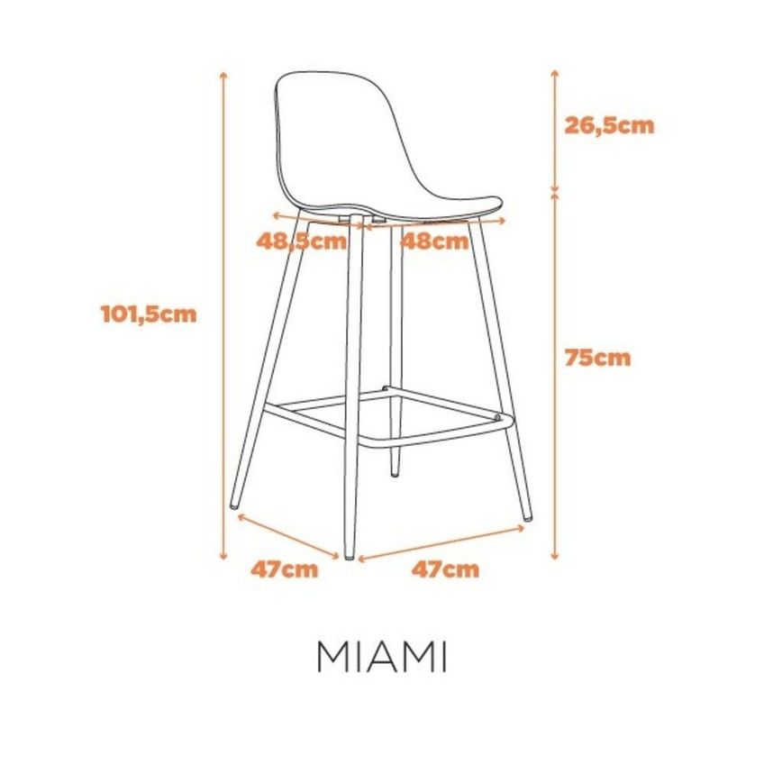 Banqueta Miami Alta Assento Em Polipropileno E Base Em Aço Com Pintura Epóxi - Cor Nude Nude - imagem 3