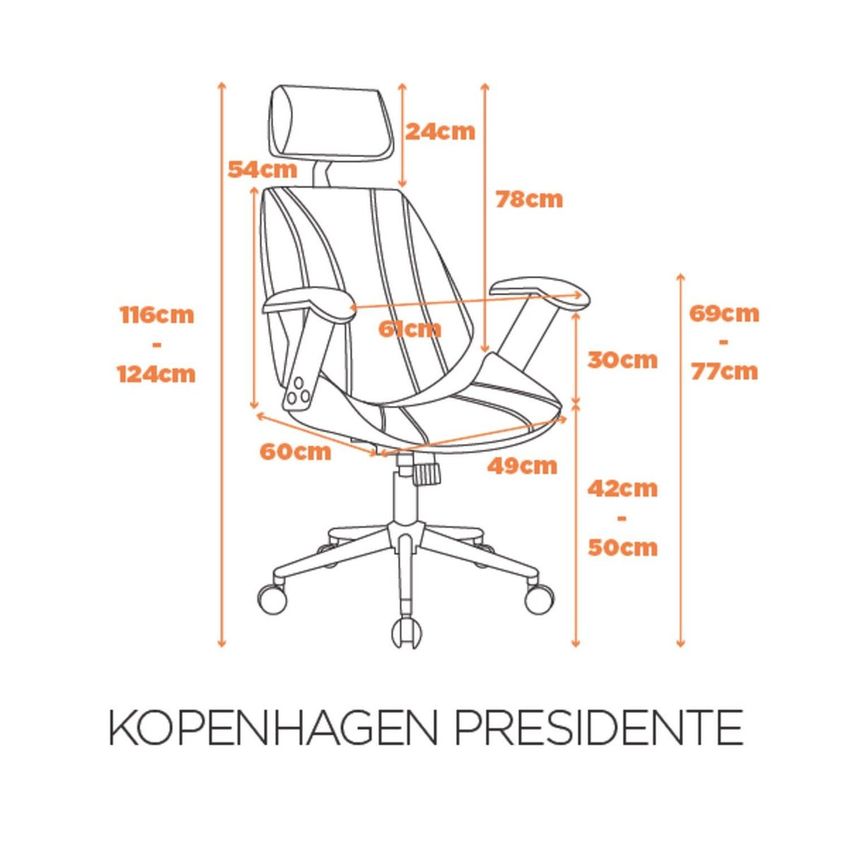 Cadeira Escritório Presidente Giratória Couro Ecológico PU Kopenhagen - Cor: Caramelo Caramelo - imagem 3
