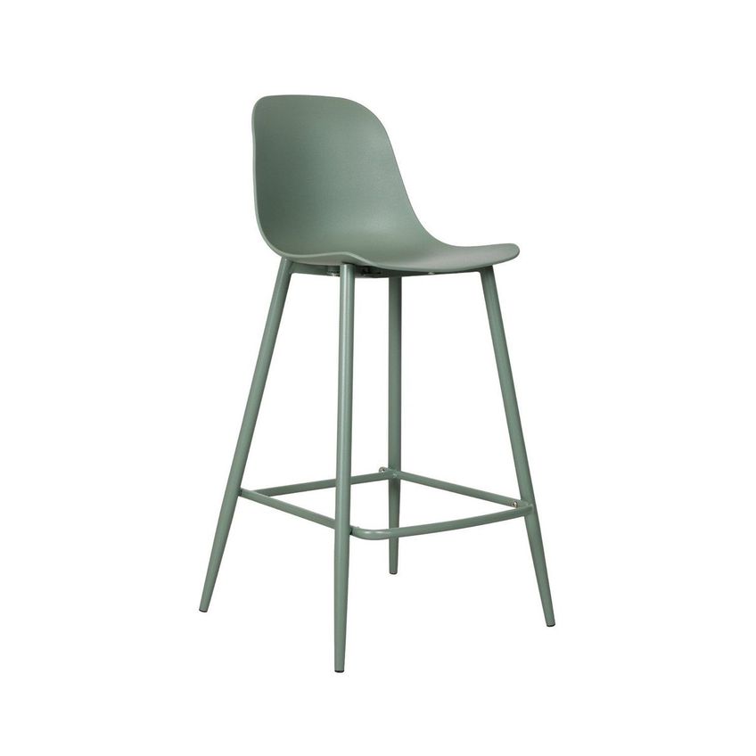 Kit Com 4 Banquetas Miami Média Assento Polipropileno E Base Em Aço Com Pintura Epóxi - Verde Alo Verde Aloe - imagem 4