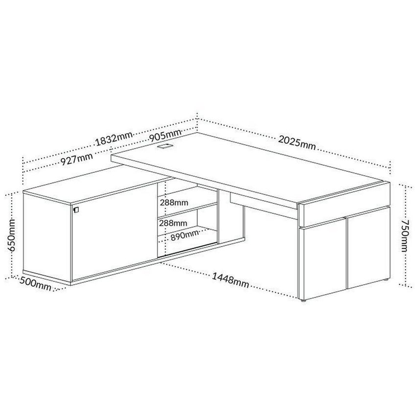 Escritório Para Advocacia Com Mesa Ampla E Imponente Mais Balcão Com Gavetas E Porta Nogal/preto - imagem 3