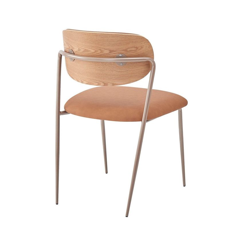 Cadeira Senna Base Champagne Assento Em Couro Ecologico Pu E Base Em Aço Carbono - Caramelo Caramelo - imagem 4