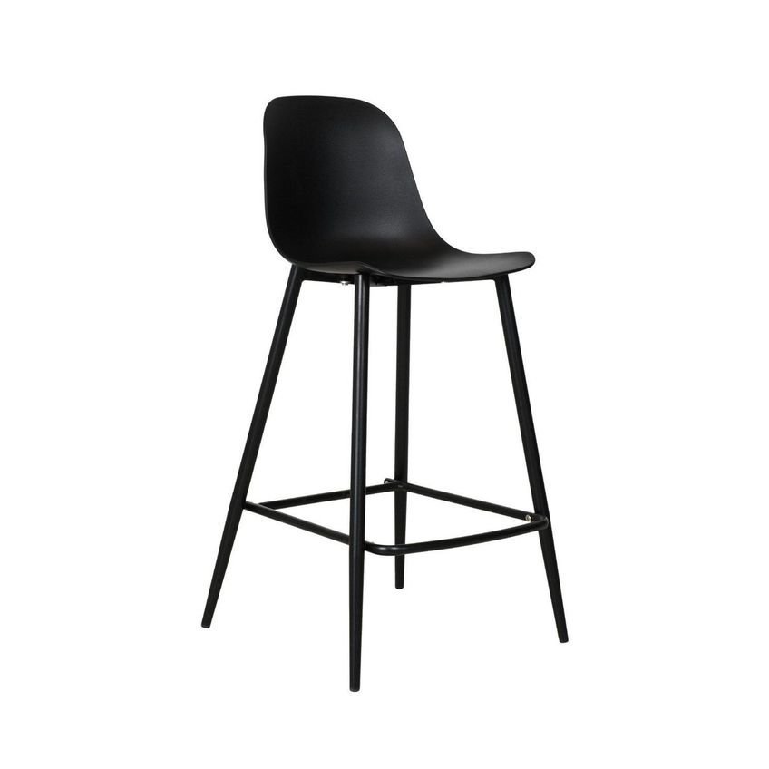 Kit Com 4 Banquetas Miami Média Assento Em Polipropileno E Base Em Aço Com Pintura Epóxi - Cor Pr Preto - imagem 4