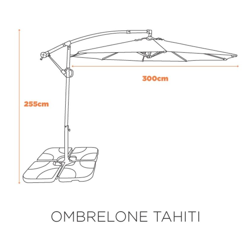 Ombrelone 3m Sem Base Com Estrutura Em Alumínio E Cobertura Em Poliéster Tahiti Bege/fendi - Marro Marrom Taupe - imagem 3