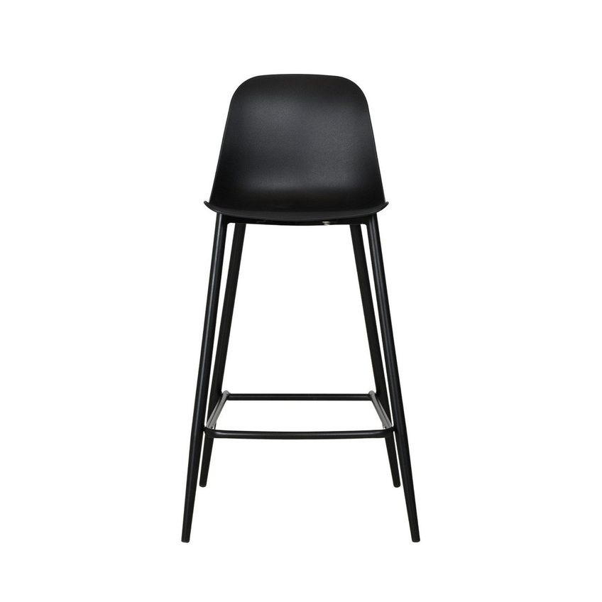 Kit Com 2 Banquetas Miami Média Assento Em Polipropileno E Base Em Aço Com Pintura Epóxi - Cor Pr Preto - imagem 3