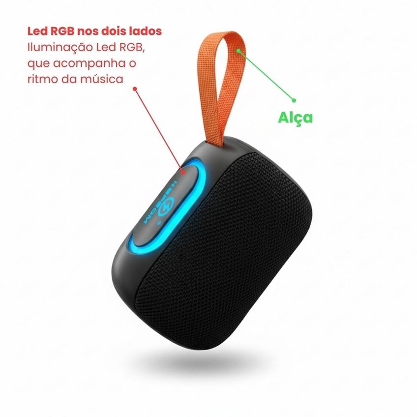 Caixa De Som Potente Portátil Bluetooth Rgb Usb Com Led 50w - imagem 4