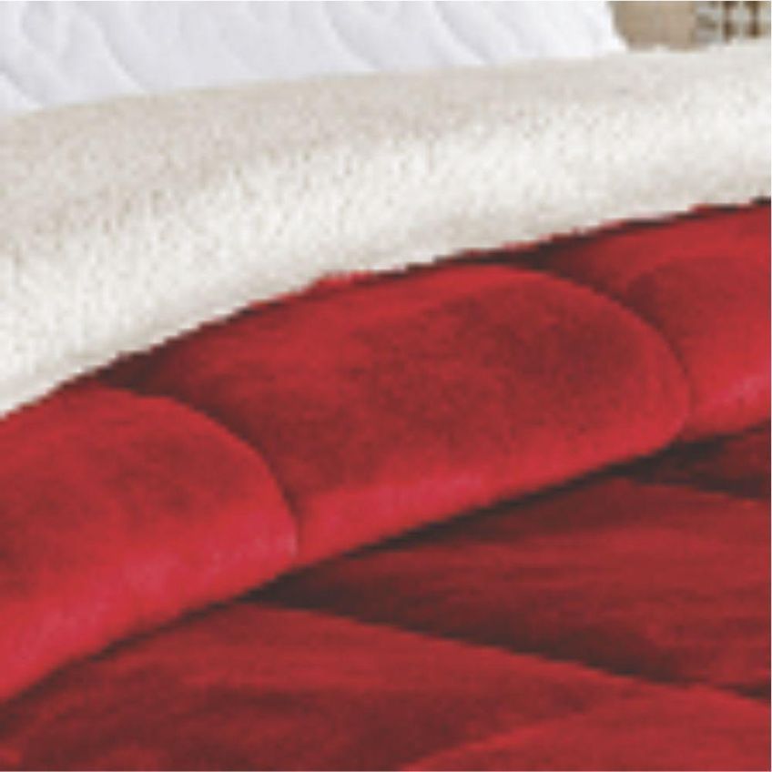 Edredom Coberdrom Esquimo Queen Sherpa Toque Lã Carneiro - Vermelho - imagem 3
