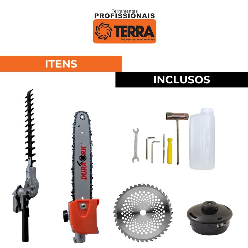 Roçadeira Costal Terra Grc430 43cc 1,7hp De Alta Performance Com Cabeçote Nylon + 40 Dentes Vídea + Podador De Galhos E Esqueletador + Óleo Stihl - imagem 4