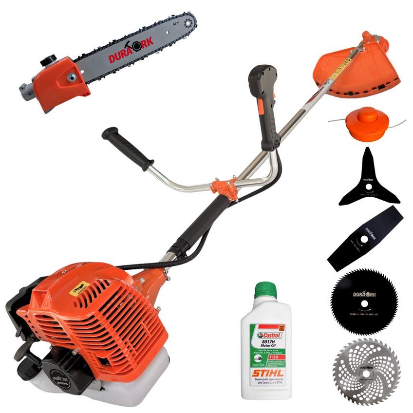 Máquina De Cortar Grama Duratork Dr520h5 52cc 2,5hp 6 Em 1 C/ Carretel + Facas 2 Pontas, 3 Pontas, 40 Dentes, 80 Dentes, Epi E Poda Galho + Óleo St - imagem 3