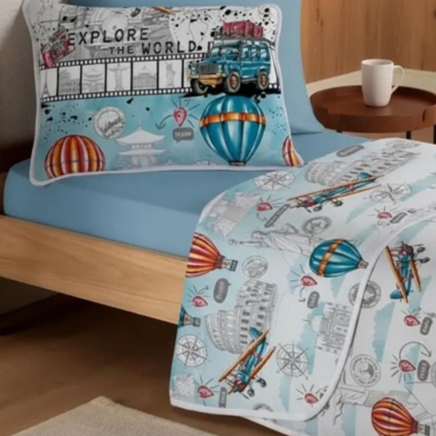 Jogo Cama Solteiro Malha Vivaldi Kids Explore Sul Brasil - imagem 3