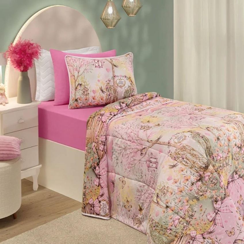 Jogo Cama Solteiro Malha Vivaldi Kids Secret Garden Sul Brasil - imagem 3