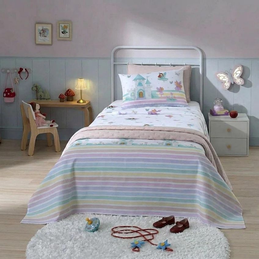 Jogo De Cama Solteiro Kids 150 Fios Fadas 01 Dohler - imagem 3