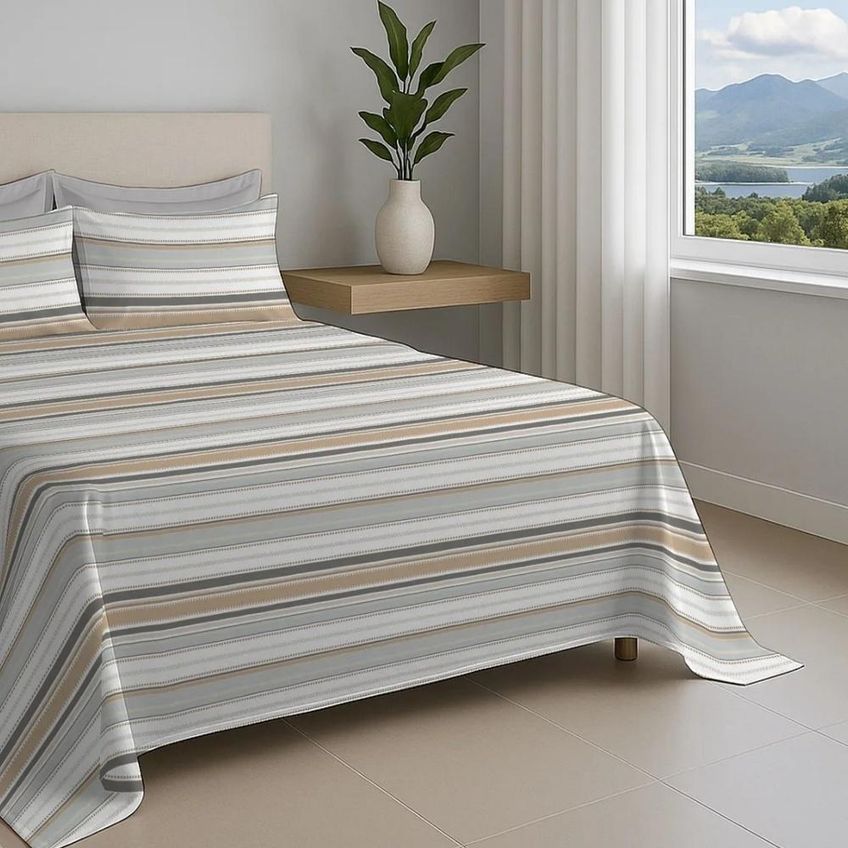 Jogo Cama Queen 4pc Alg. 150f Cinza 7980 Estamparia - imagem 3