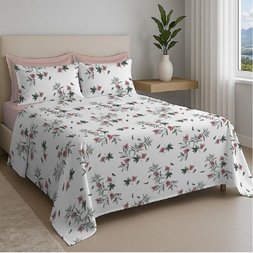 Jogo Cama King 4pc Alg. 150f Rosa 7775 Estamparia - imagem 4