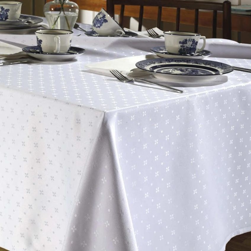 Toalha Mesa Retangular Requinte 160x310cm Branco 5796 Dohler - imagem 3