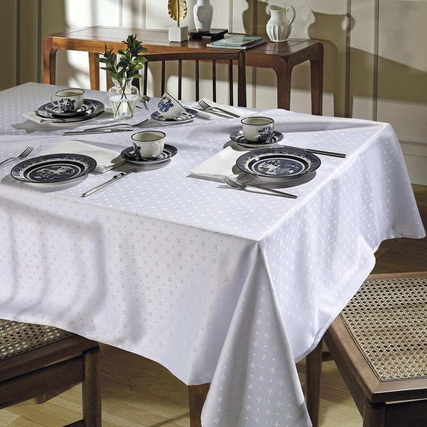 Toalha Mesa Retangular Requinte 160x310cm Branco 5796 Dohler - imagem 4