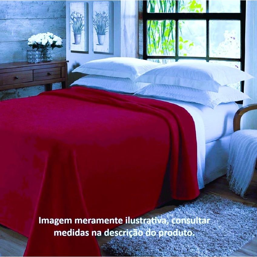 Manta Microfibra Solteiro 150x220cm Unicolor Vinho Jolitex - imagem 3