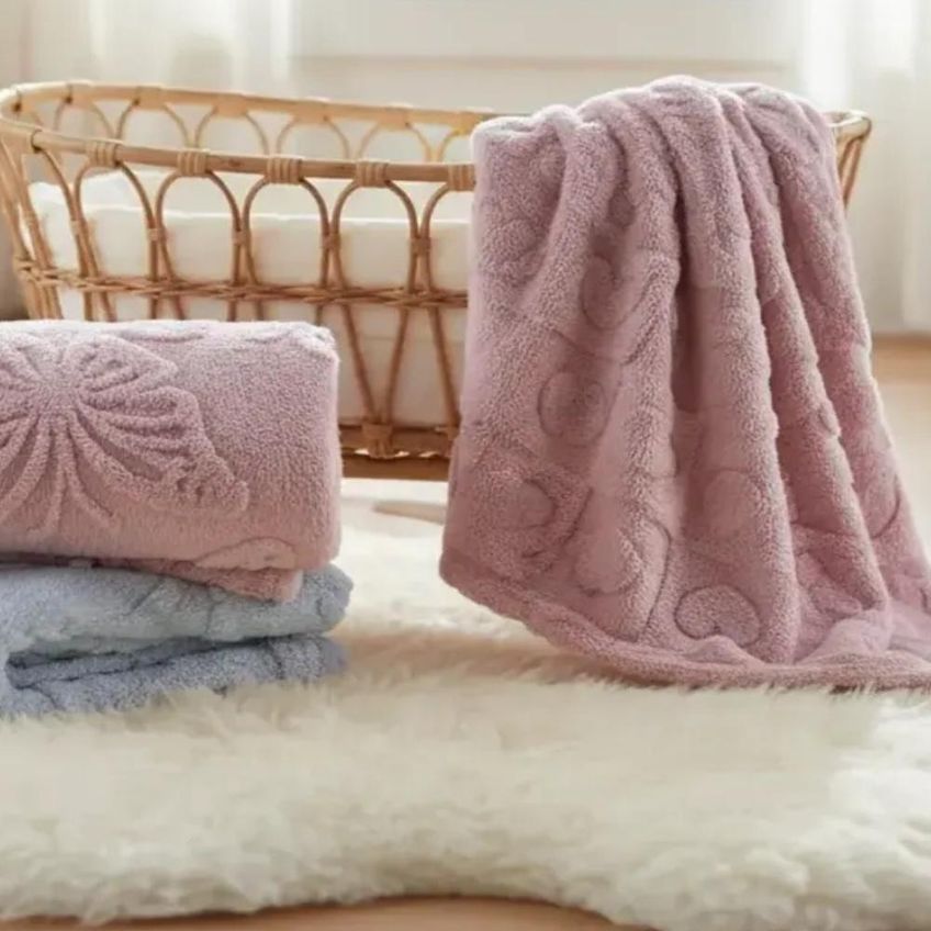 Cobertor Baby Dyuri Jacquard Sortida Rosa Jolitex - imagem 4