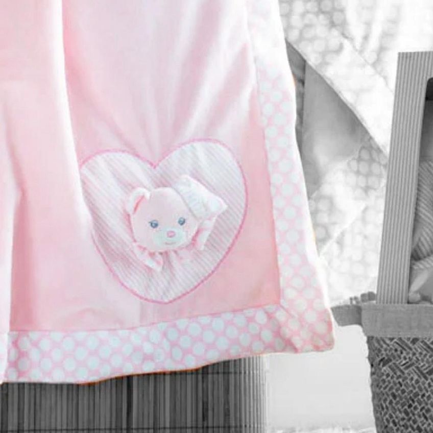 Edredom Manta Baby Bordado Com Aplique Rosa Jolitex - imagem 4