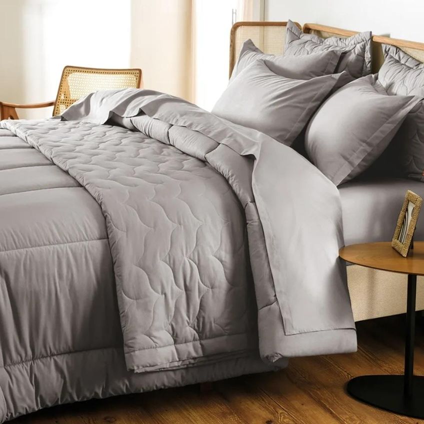 Jogo Cama Casal 4pcs Alg. 200 Fios Tom Titânio Karsten - imagem 4