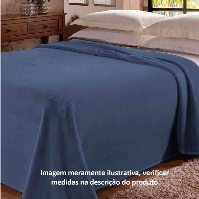 Manta Microfibra Casal 180x220cm Unicolor Denim Dark Jolitex - imagem 3
