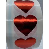 Rolo 1000 Etiquetas Adesivas Coração Vermelho 3,5X3,0