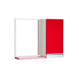 Espelho para Banheiro com Armário Vermelho Puxador Metal
