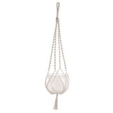 Cachepot Pendente Em Vidro E Macramê Branco 80x20cm