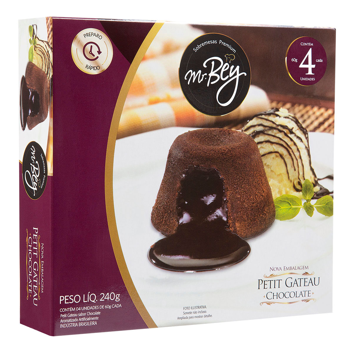 Petit Gateau Congelado Sabor Chocolate Mr Bey Premium 4 Unidades Carrefour Carrefour