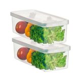 Kit 2 Caixa Organizadora Pequena para Frutas Verduras Com Tampa Transparente