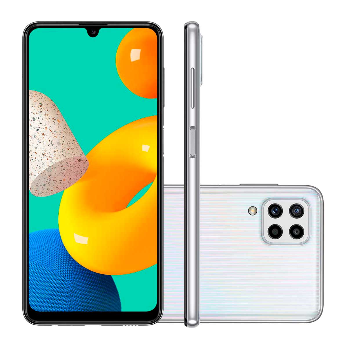 Smartphone Samsung Galaxy M32 Branco Displays Super AMOLED 90Hz Câmera Quadrupla 64MP Selfie 20MP Dual Chip Android 11.0