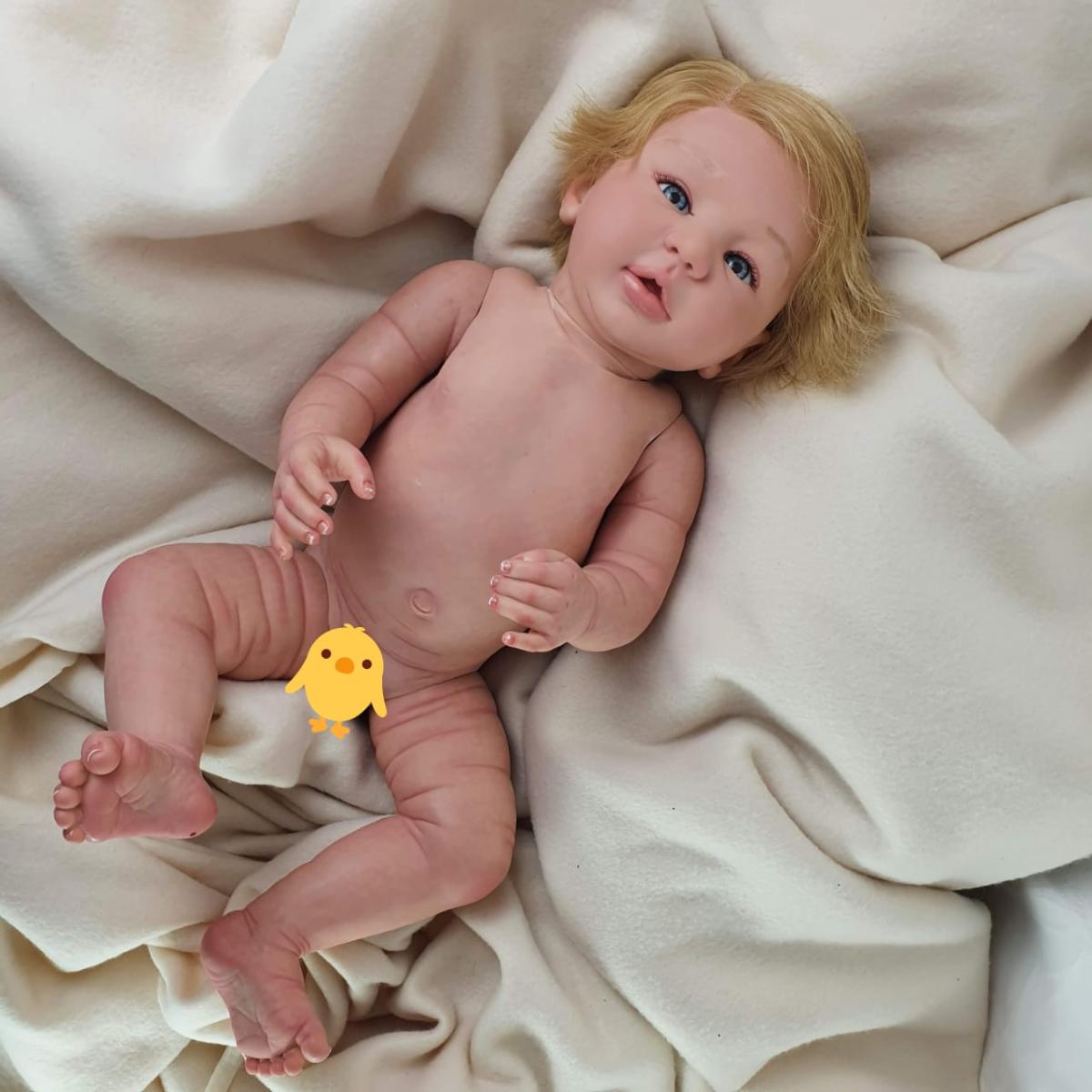Boneco Bebê Reborn Menino Loiro corpo de Silicone Enxoval Completo