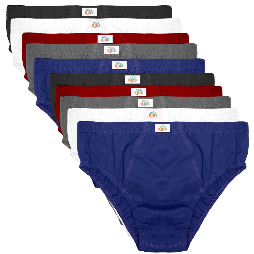 Cueca Infantil Slip Kit 10 peças Sortidas DCP Kids Algodão