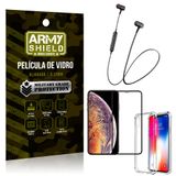 Fone Bluetooth HS-615 iPhone XS Max 6.5 + Capinha Anti Impacto + Película 3D - Armyshield