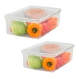 Kit 2 Caixa Organizadora Grande para Frutas Verduras Com Tampa Transparente