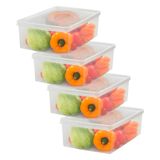 Kit 4 Caixa Organizadora Grande para Frutas Verduras Com Tampa Transparente