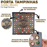 Quadro Porta Tampinhas Decorativo Para Sala Área de Festas Cantinho do churrasco - Cervejaterapia Cor Nogal