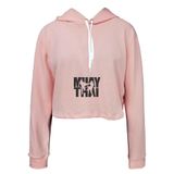 Moletom Feminino Cropped Capuz Frio Muay Thai Moderno Casual Rosa GG