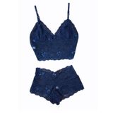 CONJUNTO LINGERIE PLUS SIZE DOLCE SEDUTTI RENDA CROPPED  AZUL MARINHO