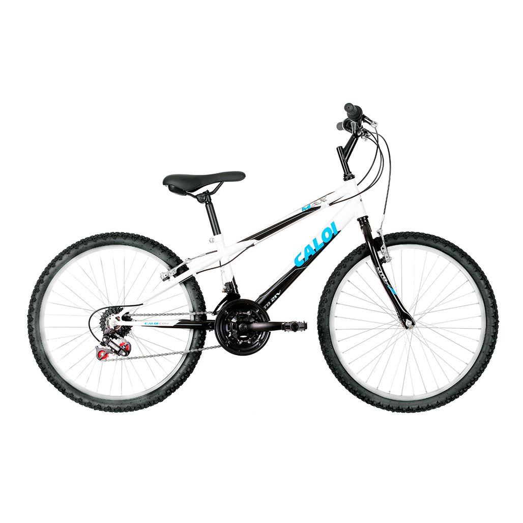 Bicicleta Caloi Aro 24 21 Marchas Max Juvenil Branca e Preta