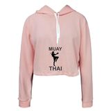 Moletom Feminino Cropped  Capuz Muay Thai Moderno Casual Rosa M