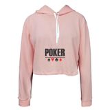 Moletom Feminino Cropped Capuz Inverno Poker Moderno Casual Rosa GG