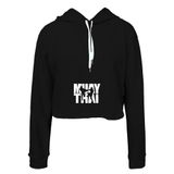 Moletom Feminino Cropped Capuz Frio Muay Thai Moderno Casual Preto G