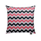 Capa Almofada Tecido Estampado Zig Zag Preto e Rosa D103