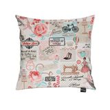 Capa Almofada Tecido Estampado Retrô Rosa D61