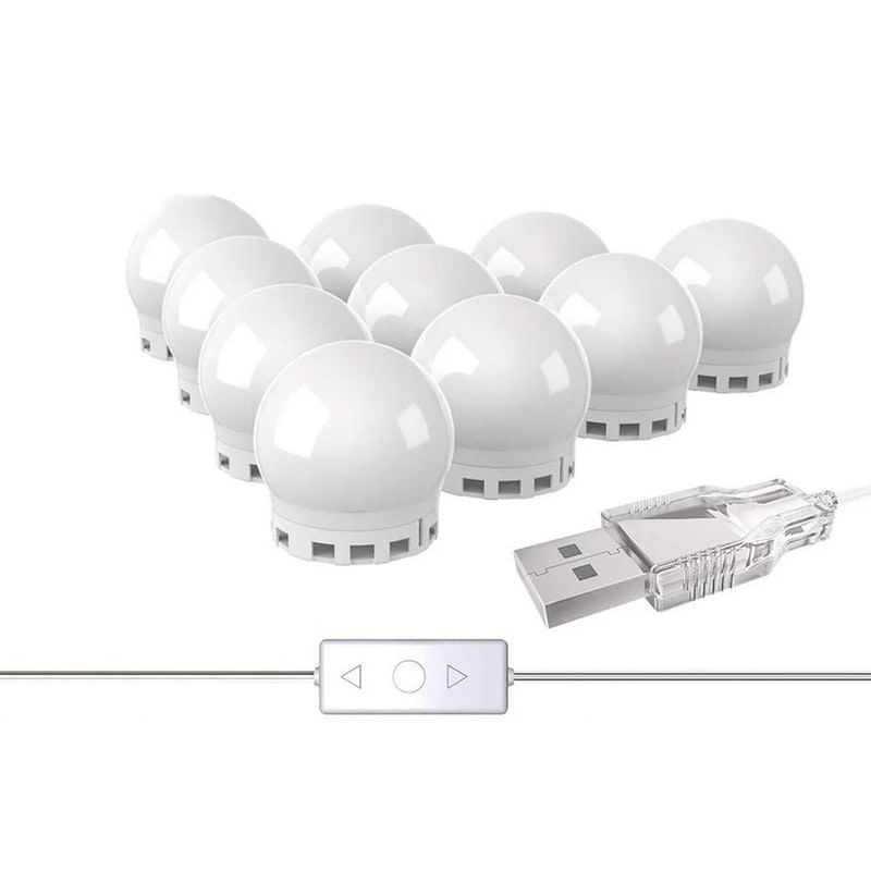 Kit 10 Lâmpadas Led Usb Para Espelho Camarim Maquiagem