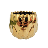 Vaso Dourado Gota 10x12cm Cachepot Decoração Cerâmica