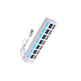 Hub 7 Portas Usb 2.0 Led Indicador Entrada Para Fonte - Branco