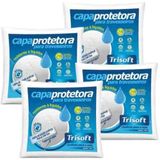 Kit 4 Protetor de Travesseiro Capa Impermeável 200 fios 100% Algodão egípcio antiácaro Com Zíper