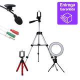 Kit Youtuber Tripé 1,20m + Microfone Lapela + Ring Light